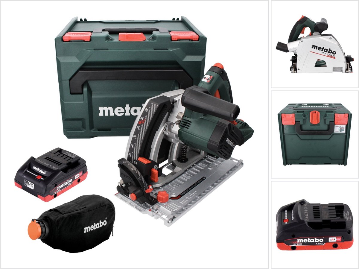 Metabo KT 18 LTX 66 BL accu invalcirkelzaag 18 V 165 mm + 1x accu 4.0 Ah + metaBOX - zonder lader