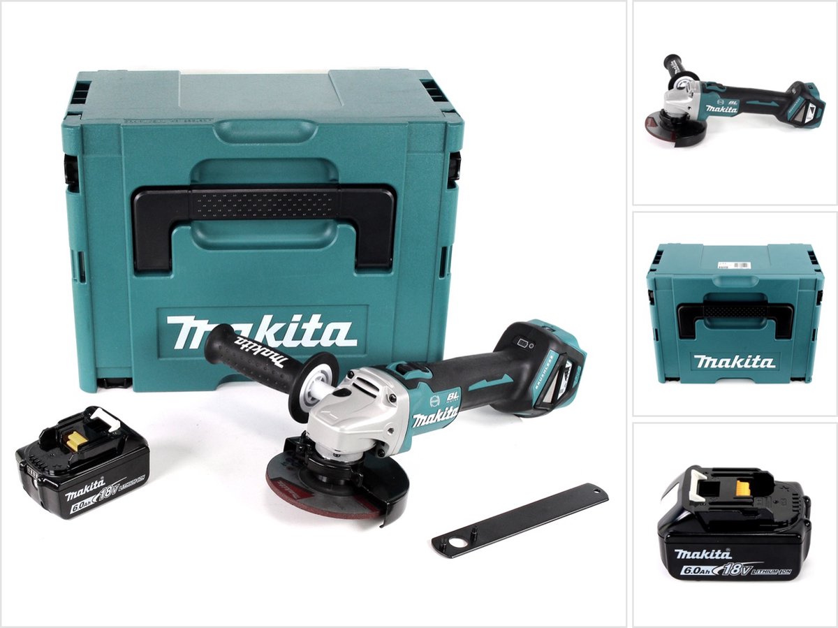Makita DGA 513 G1J accu haakse slijper 18V 125mm borstelloos + 1x oplaadbare accu 6.0Ah + Makpac - zonder lader