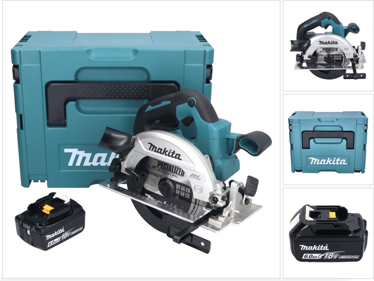 Makita DHS 661 G1J accu-handcirkelzaag 18 V 165 mm borstelloos + 1x accu 6,0 Ah + Makpac - zonder oplader