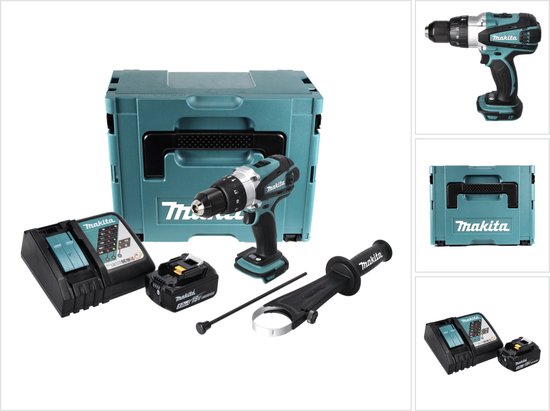 Makita DHP 458 RT1J accu-klopboormachine 18 V 91 Nm + 1x accu 5,0 Ah + oplader + Makpac