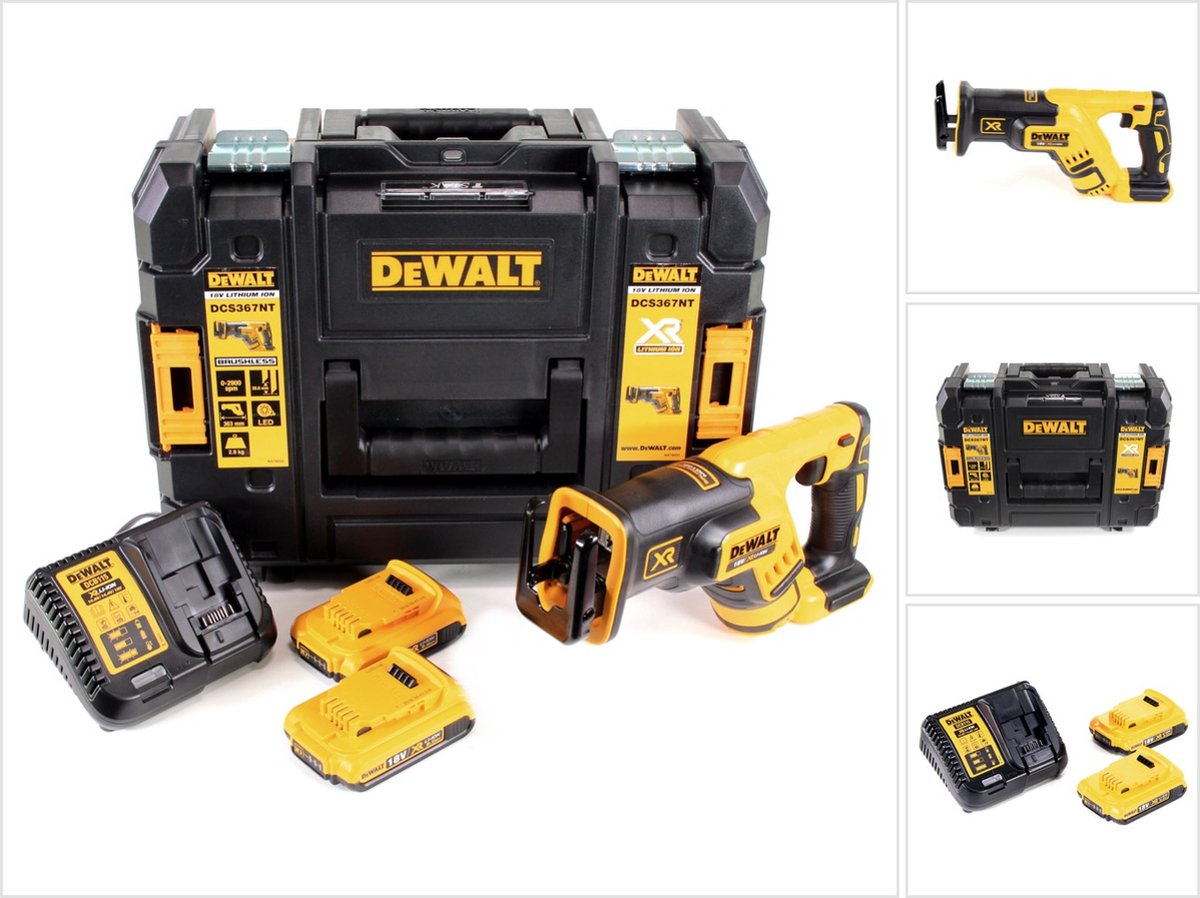 DeWalt DCS 367 D2 accu-reciprozaag 18V borstelloos + 2x accu 2,0Ah + lader + TSTAK