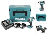 Makita DTD 153 RTJ 18 V snoerloze slagmoersleutel zonder koolborstels in Makpac + 2x BL 1850 B 5.0 Ah Li-Ion accu + 1x DC 18 RC lader