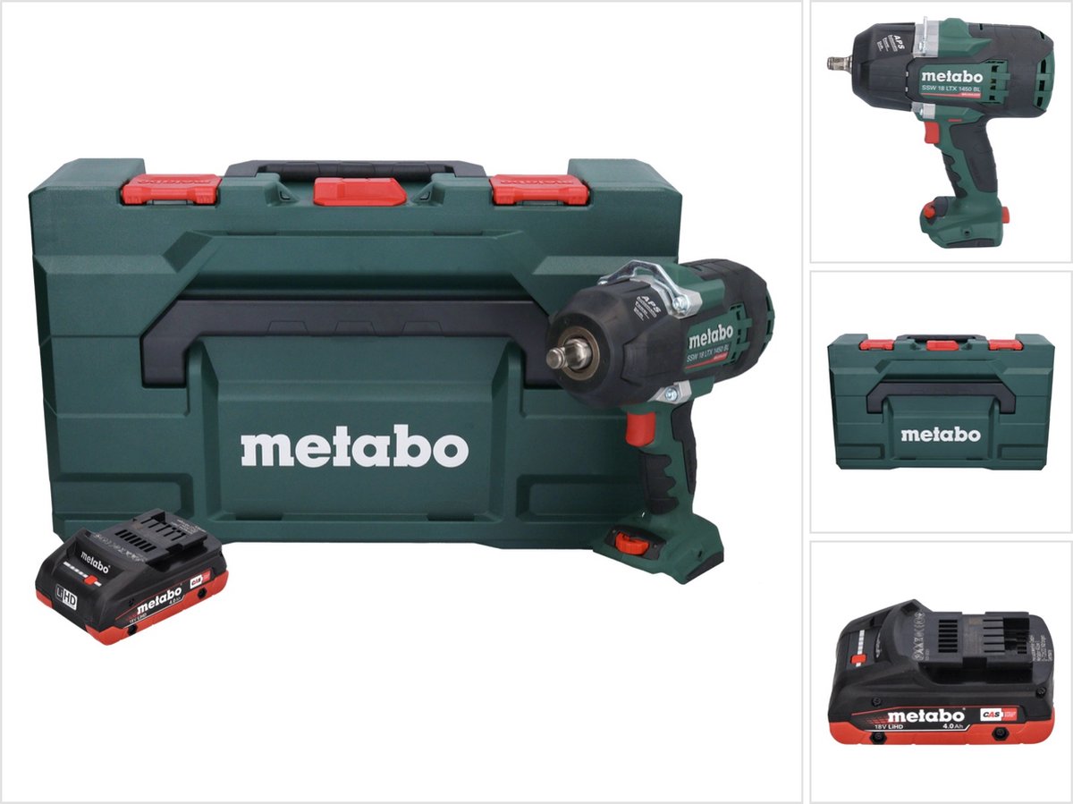 Metabo SSW 18 LTX 1450 BL accu-slagmoersleutel 18 V 1450 Nm borstelloos + 1x oplaadbare accu 4.0 Ah + metaBOX - zonder oplader