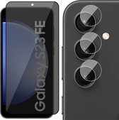 Privacy Screenprotector & Camera geschikt voor Samsung Galaxy S23 FE - Volledig Dekkend Glas