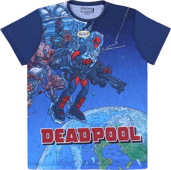 MARVEL Deadpool - Marineblauw T-shirt voor Heren