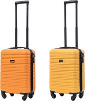 BlockTravel kofferset 2 delig ABS handbagage met wielen afneembaar 29 liter - inbouw TSA slot - oranje - geel