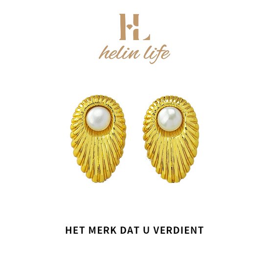 Helin life - Damesoorknopjes - oorbellen-18K verguld -parel - Cadeau - Goudkleurig