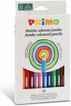 Crayons de couleur géants hexagonaux, laqués, en boîte en carton, 12 couleurs.
