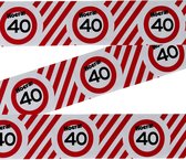 3BMT® Afzetlint - Markeerlint rood wit - 40 jaar - verjaardag - 10 meter