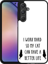 Cazy Hardcase Hoesje geschikt voor Samsung Galaxy A55 Royalty Cat Zwart