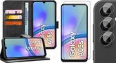 Hoesje geschikt voor Samsung Galaxy A05s - Screenprotector Glas & Camera - Portemonnee Book Case Zwart