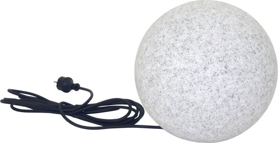 Boule de jardin Trango IP65 300GB en 30cm Ø avec 1x lampe LED E27 *NATURE* lampe sphérique avec environ 5 mètres de câble IP44, lampe de jardin, ampoule, lampe boule de jardin, lampe à ampoule