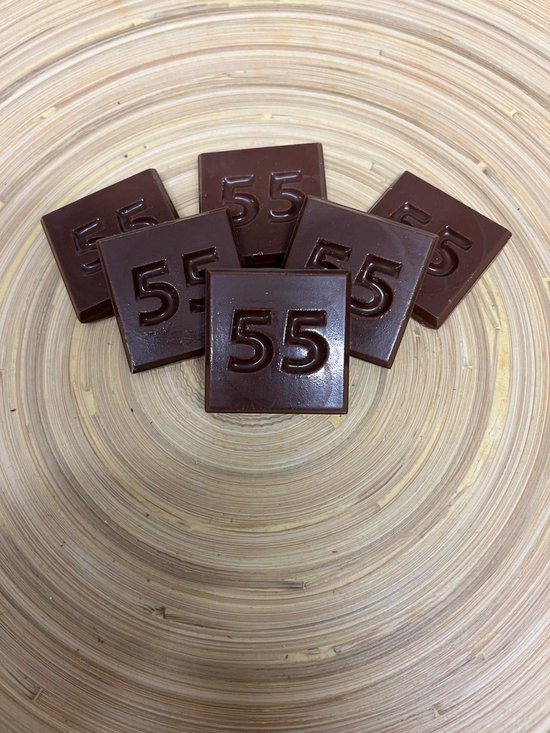 Chocolade cijfer 55 | Getal 55 chocola | Cadeau voor verjaardag of jubileum | Smaak Puur