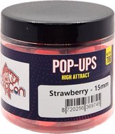 High Attract Fluo Pop-Ups 'Strawberry' - Fluo Rood - 15mm - 70g - Karper Aas/Boilies - Popups