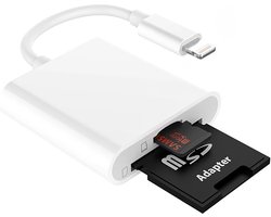 Ibley Lightning 2 in 1 SD kaartlezer wit voor iPhone en iPad - Cardreaders - Micro SD en SD kaartlezer - Micro SD/SD/TF - Lightning aansluiting - Plug & Play