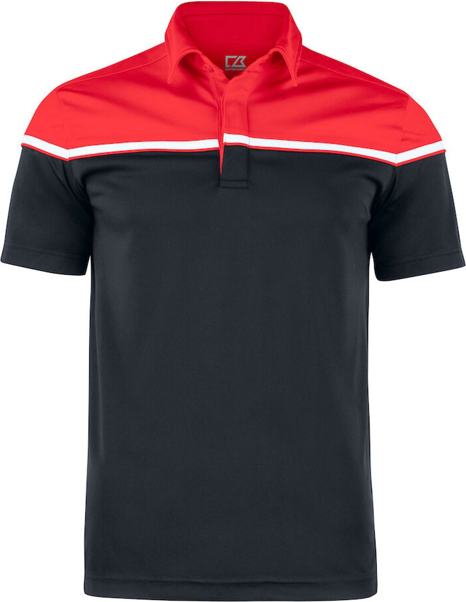 Cutter & Buck Seabeck Polo Heren 354428 - Zwart/Rood - 4XL