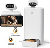 HHOLOVE Automatische Voerbak Kat en Hond - met App en Nightvision Camera - 2.5 L - Wit - Laserpointer