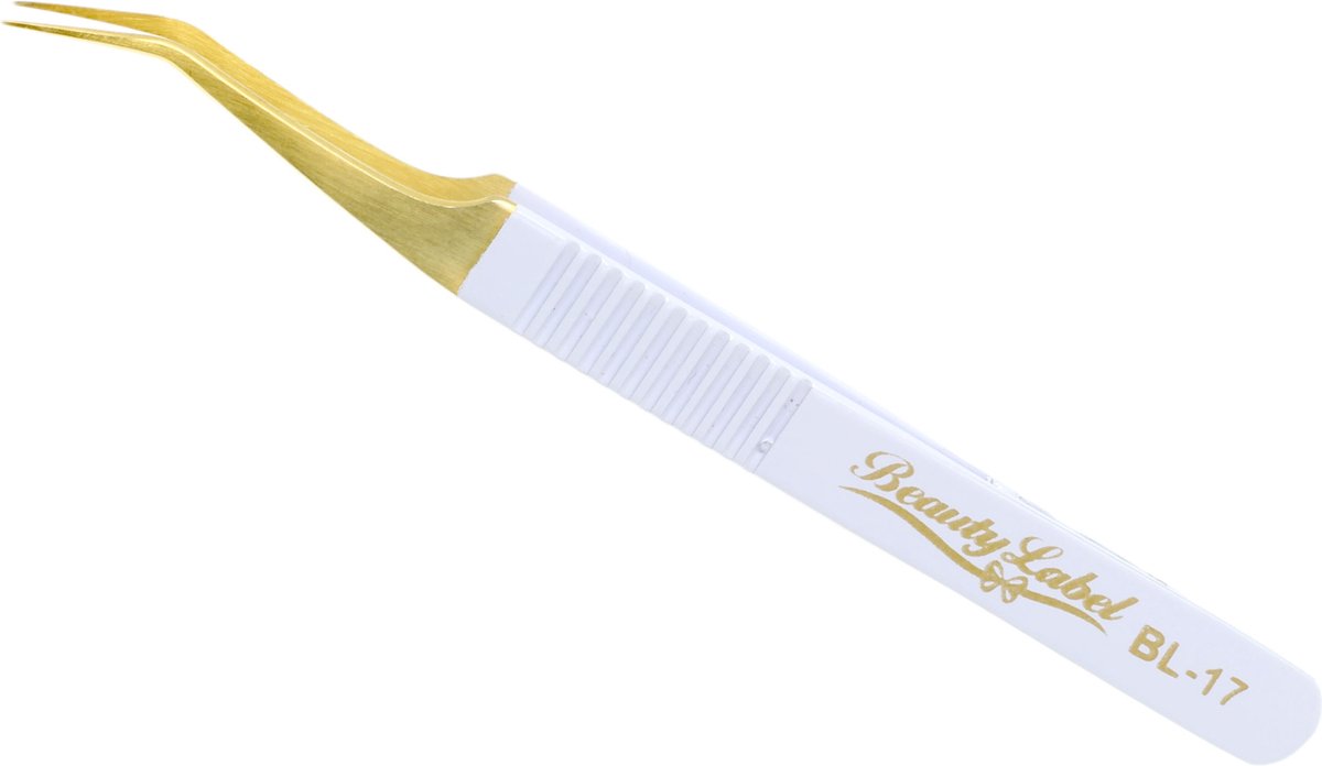 Goedkoopste Beauty Label Pincet- Lash tweezer - Curved Tweezer - BL-17 - Wit/Goud