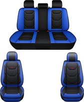 Mima® Autostoelhoes - Universeel - Luxe Stoelhoes Voor Auto - Autostoel Beschermhoes - Stoel Cover - PU Leer - Zwart- Blauw - 1 Stuks- Complete set Auto