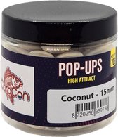 High Attract Fluo Pop Ups 'Coconut' - Fluo Wit - 15mm - 70g - Karper Aas/Boilies - Popups