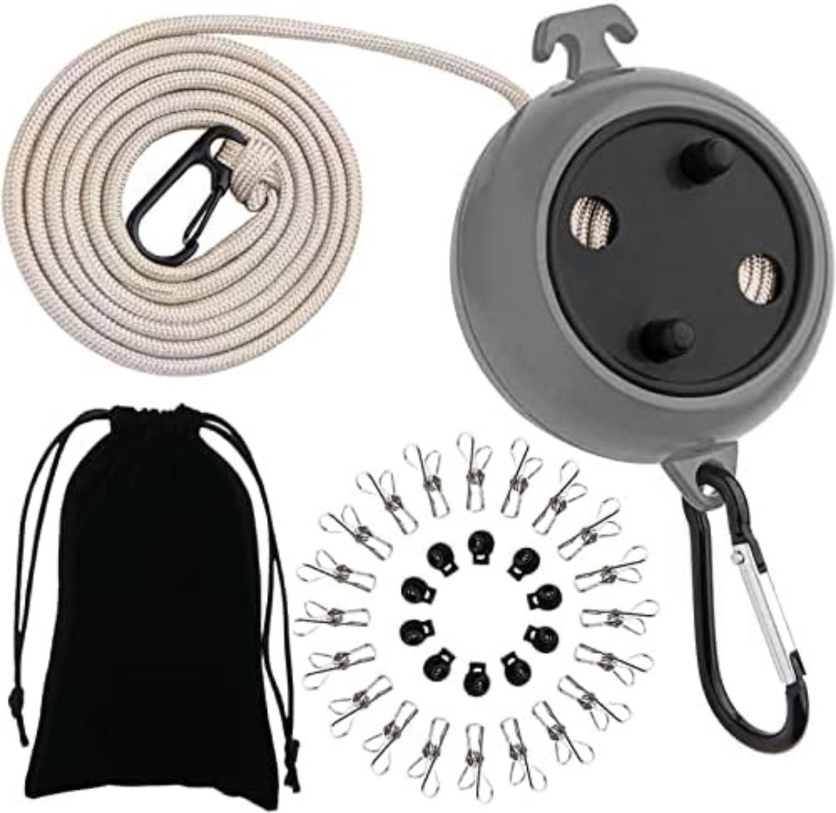 Goedkoopste Waslijn Uittrekbaar - Waslijn Roldrooglijn - Drooglijn Uittrekbaar - Waslijndraad - Roldrooglijn - Zwart