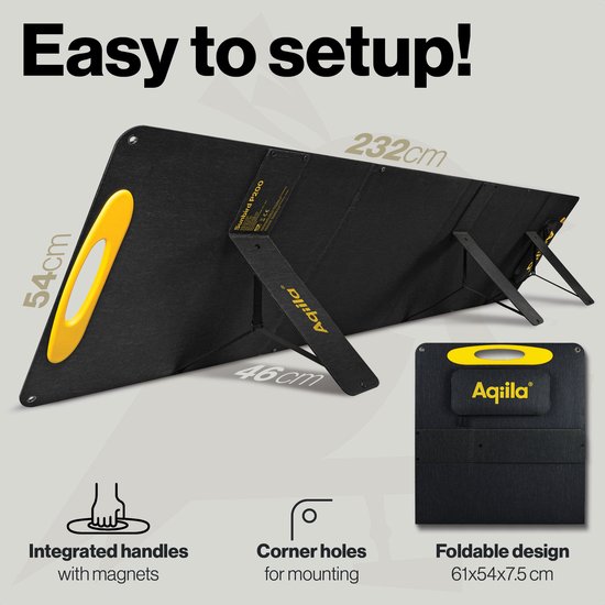 Opvouwbaar Zonnepaneel, 200W, Monokristallijn, IP65 Waterbestendig, Solar Panel, 3m Kabel met 3 Aansluitingen, Draagbaar Zonnepaneel, Aqiila Sunbird P200 van Aqiila — afbeelding 3