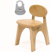Blij'r houten kinderstoeltje Rondie- solide stoel - stoel voor kinderkamer + Blij’r Bodi siliconen slabbetje