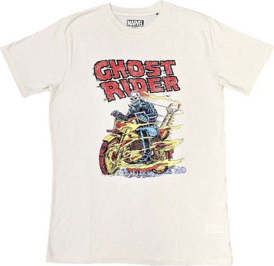 Marvel Ghost Rider - Bike Heren T-shirt - M - Creme