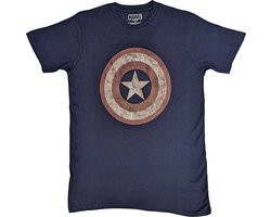 Marvel Captain America - Embroidered Shield Heren T-shirt - XL - Blauw