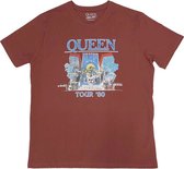 Queen - Tour '80 Heren T-shirt - S - Rood