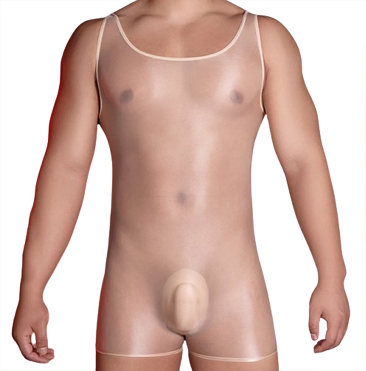 Goedkoopste Ultra dunne transparante heren jumpsuit - Elastisch - Verleidelijke erotische kleding - Mannen bodysuit - One size - Glanzend - Doorzichtig - Korte suit