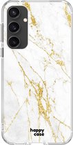 HappyCase Hoesje met leuke Wit Marmer Print Geschikt voor Samsung Galaxy S23 FE | Flexibel TPU | Stijlvolle Back Cover