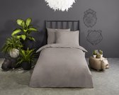 HIP dekbedovertrek effen kleur - 1 persoons 140x200/220 cm - Ecru - 100% Katoen satijn