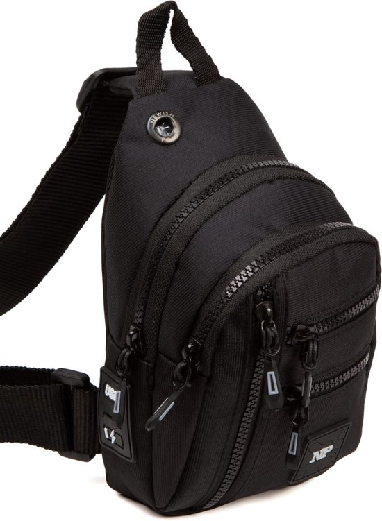 Inateck Heuptas, X-rij met RFID-blokkering, ruime crossbody schouderborst, dagelijkse draagtas met snelverstelbare riem, zwart, medium, casual, Zwart, Medium, Casual