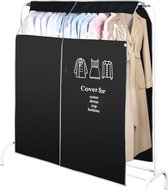Afdekking kledingstandaard 120 cm breed 150 cm lang stoffen afdekking kledingstang ademend stofdicht beschermhoes voor pak mantel jurk jas en donsjack