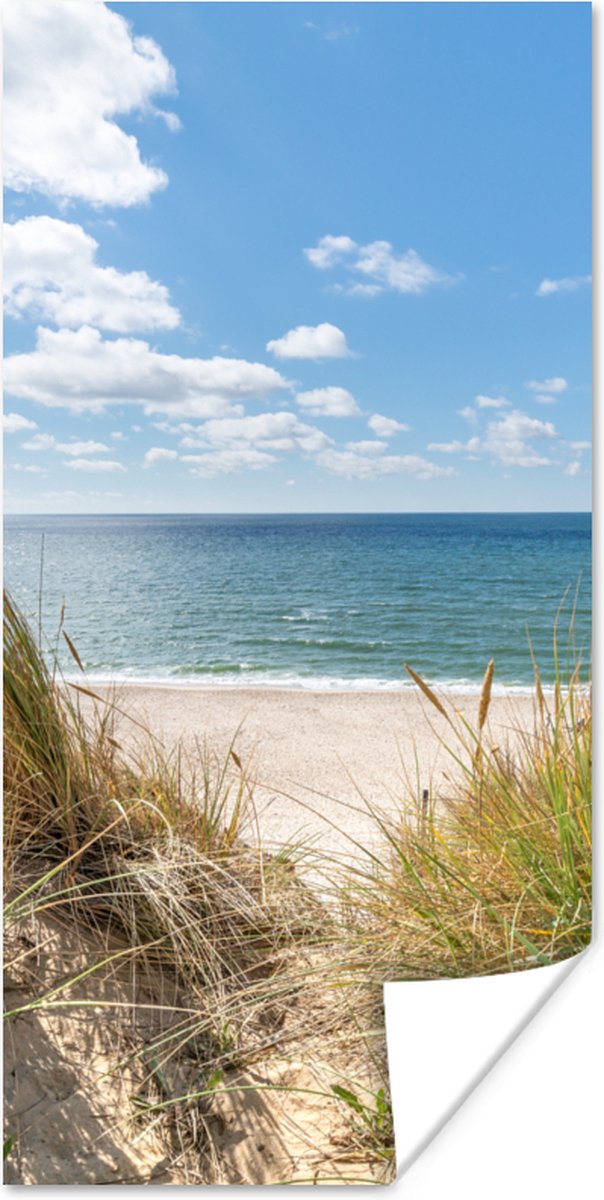 Poster Duin - Gras - Zee - Strand - 40x80 cm