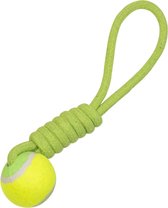 Jack and Vanilla Kalanga - Honden speeltouw met tennisbal - Hondentouw met bal - 35 cm - Groen