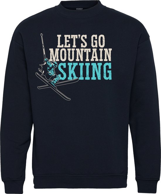 Sweater Let's Go Mountain Skiing | Apres Ski Verkleedkleren | Fout Skipak | Apres Ski Outfit | Navy | maat 128/140