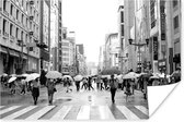 Poster Ginza in de regen zwart-wit foto - 30x20 cm