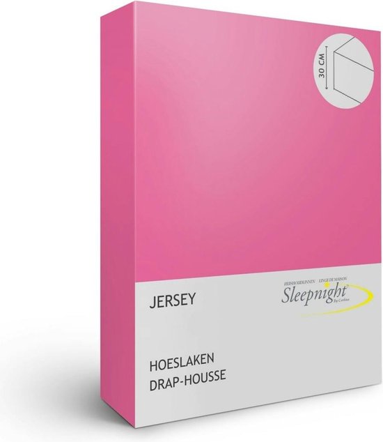 Sleepnight Hoeslaken - Jersey - (hoekhoogte 30 cm ) fuchsia - B 100 x L 200 cm - 1-persoons Strijkvrij - Geschikt voor Standaard Matras/Boxspring/Matras + Topper - 550636-B 100 x L 200 cm