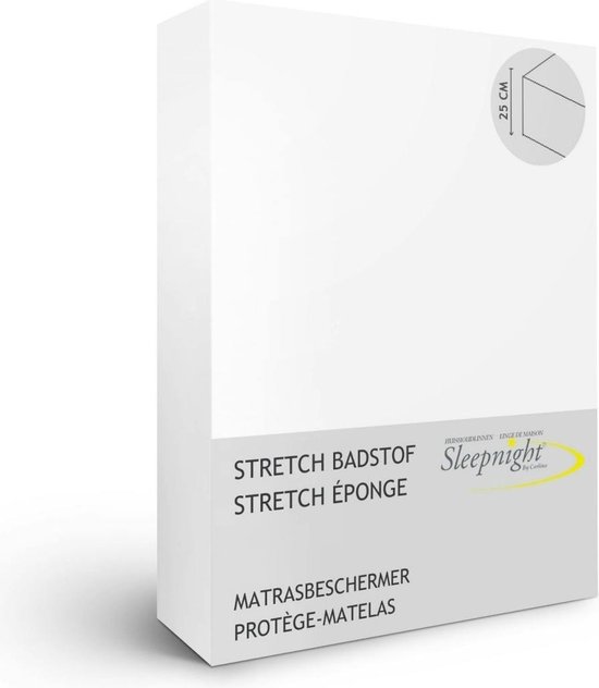 Sleepnight Matrasbeschermer - Stretch badstof - (hoekhoogte 25 cm ) White - B 180 x L 200 cm - Lits-jumeaux Antihuisstofmijt - Geschikt voor Standaard Matras - 517798-B 180 x L 200 cm