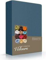Velours Hoeslaken de Luxe - Marine - 180x200 cm - Velours - Romanette