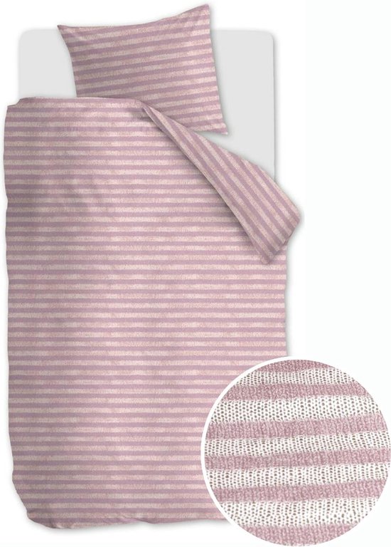 Ariadne at Home Knit Stripes dekbedovertrek - Eenpersoons - 140x200/220 - Lila