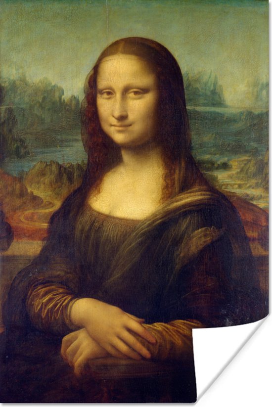 Mona Lisa - Leonardo da Vinci poster papier 40x60 cm - Foto print op Poster (wanddecoratie woonkamer / slaapkamer)