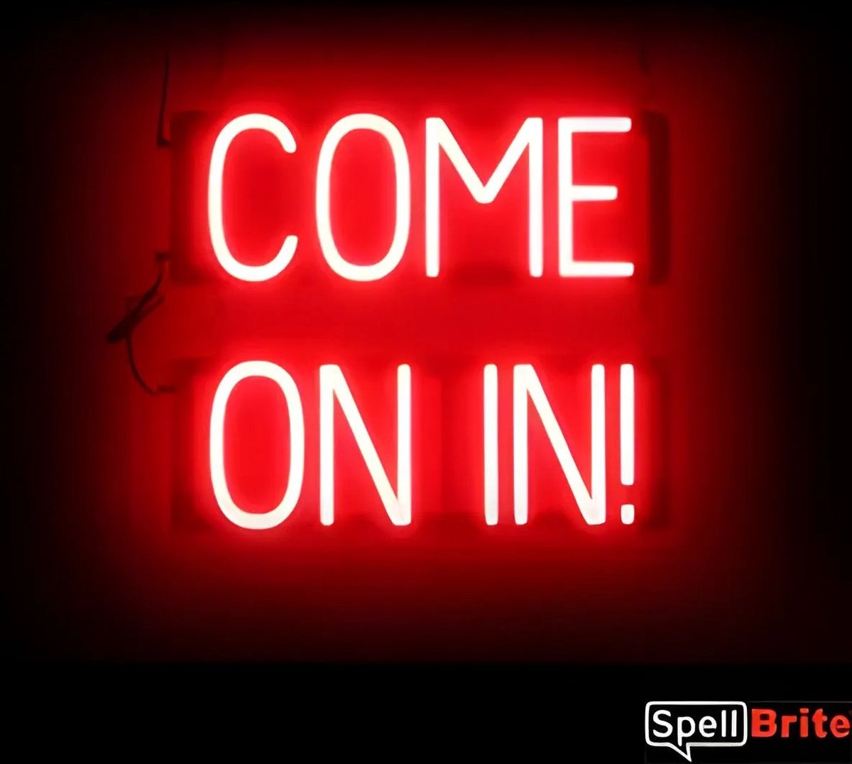 COME ON IN! - Lichtreclame Neon LED bord verlicht | SpellBrite | 45 x 38 cm | 6 Dimstanden - 8 Lichtanimaties | Reclamebord neon verlichting