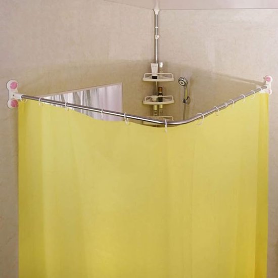 Gebogen Hoek Douchegordijnstang Wandmontage Lvormige Badkamer Gordijn
