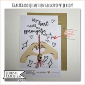 Kaartkadootje -> Gelukspoppetje Hartje - No:05 (Mijn hart maakt een sprongetje als ik je zie - Liefde - Lichte Handen in hartvorm) - LeuksteKaartjes.nl by xMar