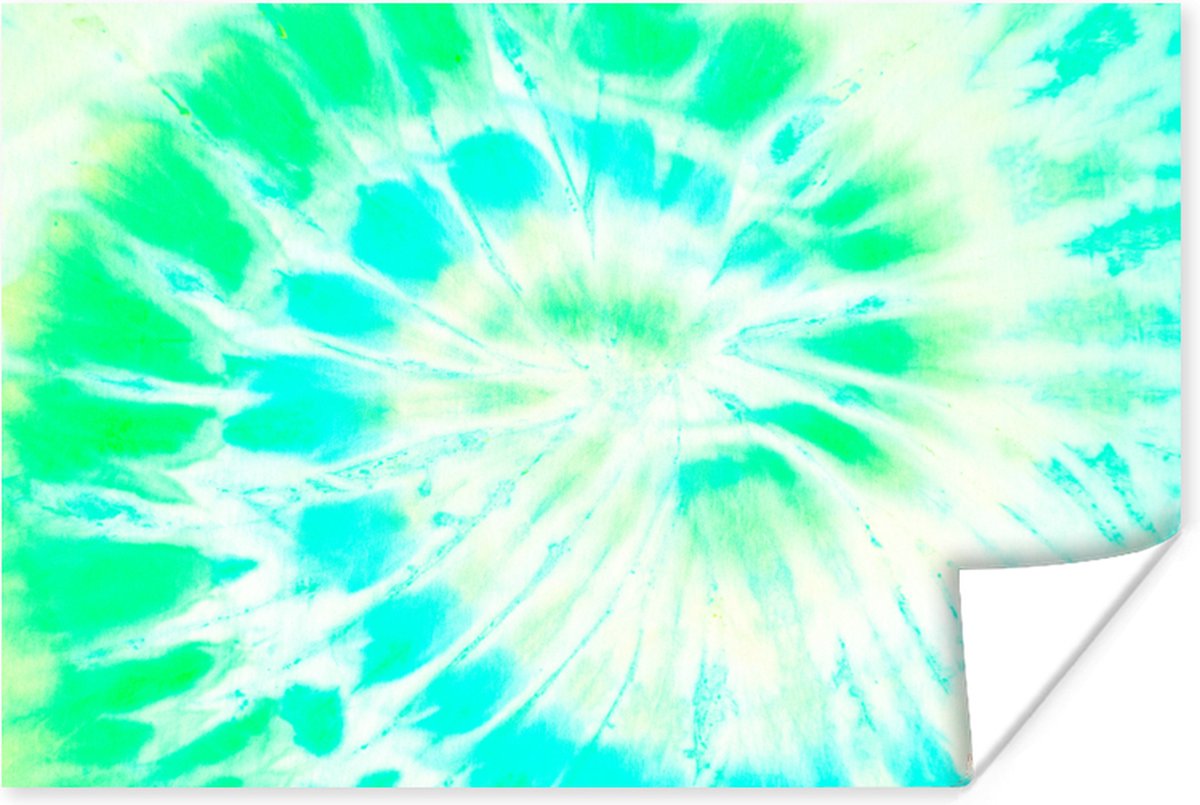 Poster 60x40 cm - Tie dye - Groen - Verf - Posters - Kamer decoratie - Wanddecoratie woonk