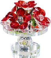 Kristal Rode Bloemen Beeldje, Glazen Collectible Gift Ornamenten, Woondecoratie Tafeldecoratie