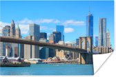 Poster Brooklyn Bridge in Amerika onder een blauwe hemel - 30x20 cm